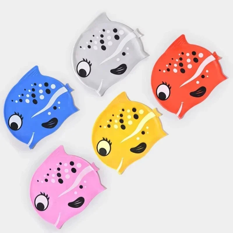 Kids Silicone Swimming Cap Waterproof No-Pull Hair Swim Hat