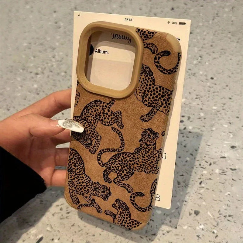 Vivid Leopard Leather Phone Case for iPhone 17 16 15 14 Pro Max Cover