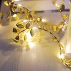 Golden Leaves Fairy Lights 20 LED Copper Wire String