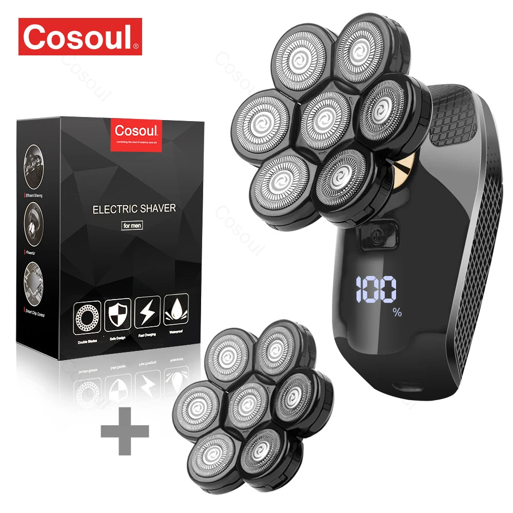 Electric Bald Head Shaver Powerful Beard Razor Cordless Trimmer