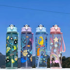 750ml Dinosaur Kids Water Bottle Leakproof Straw Cup