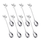 Leaf Coffee Spoon Set Stainless Steel – Gold & Silver Dessert Stirring Spoons