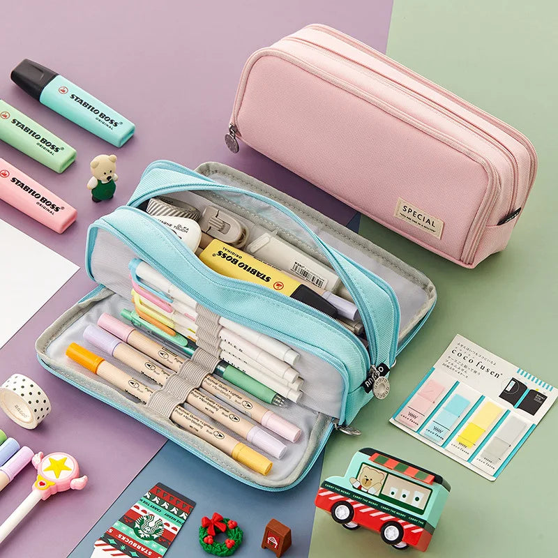 Large Capacity Pencil Case Aesthetic Pen Bag Stationery Organizer
