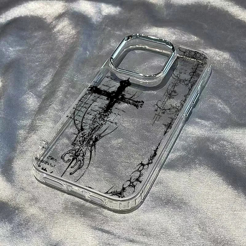 Gothic Cross Mark Clear Case for iPhone 11 12 13 14 15 16 17 Pro Max