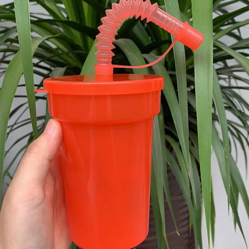 Neon Sipper Cups Reusable Spill Proof Cups with Lid & Straw