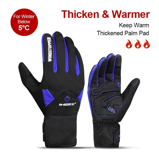Winter Cycling Gloves Waterproof Touchscreen Fleece Thermal Bike