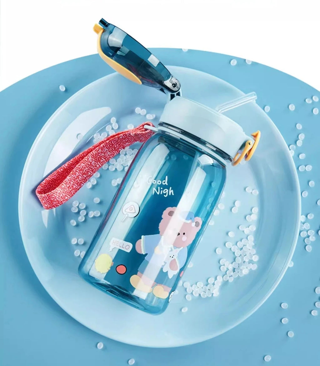 Cartoon Teddy Bear Kids Straw Water Cup Portable Bottle