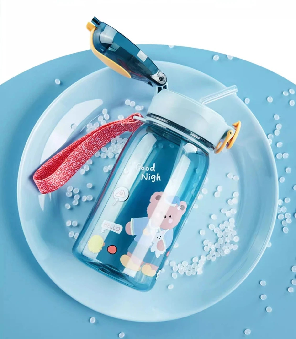 Cartoon Teddy Bear Kids Straw Water Cup Portable Bottle