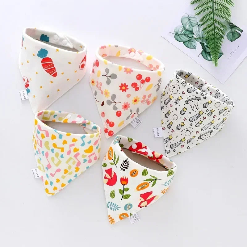 5PCS Baby Bandana Bibs Cotton Saliva Towel Waterproof Scarf