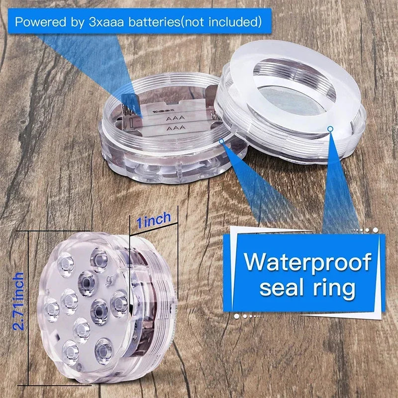 Submersible LED Pool Lights Waterproof RGB with Remote