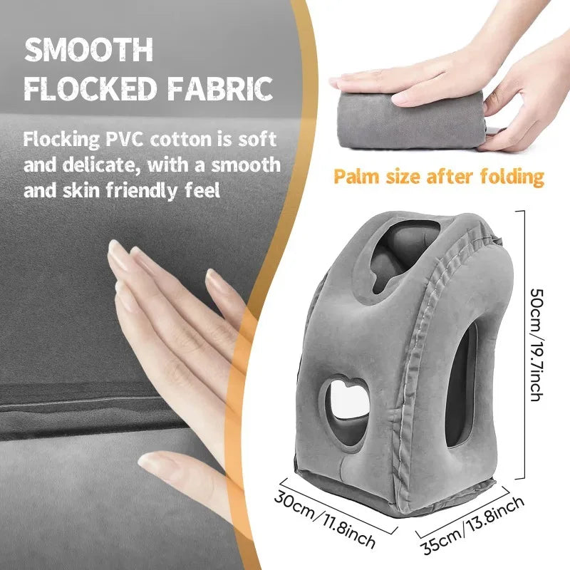 Gray cushion with smooth flocked fabric, showing texture and size details.