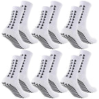 A full set of 6 pairs white football grip socks featuring towel bottom and anti slip design