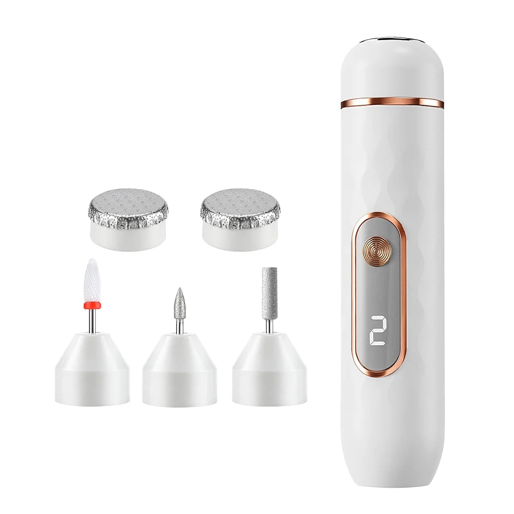 2-in-1 Electric Nail Foot File Callus Remover Replaceable Heads Tool