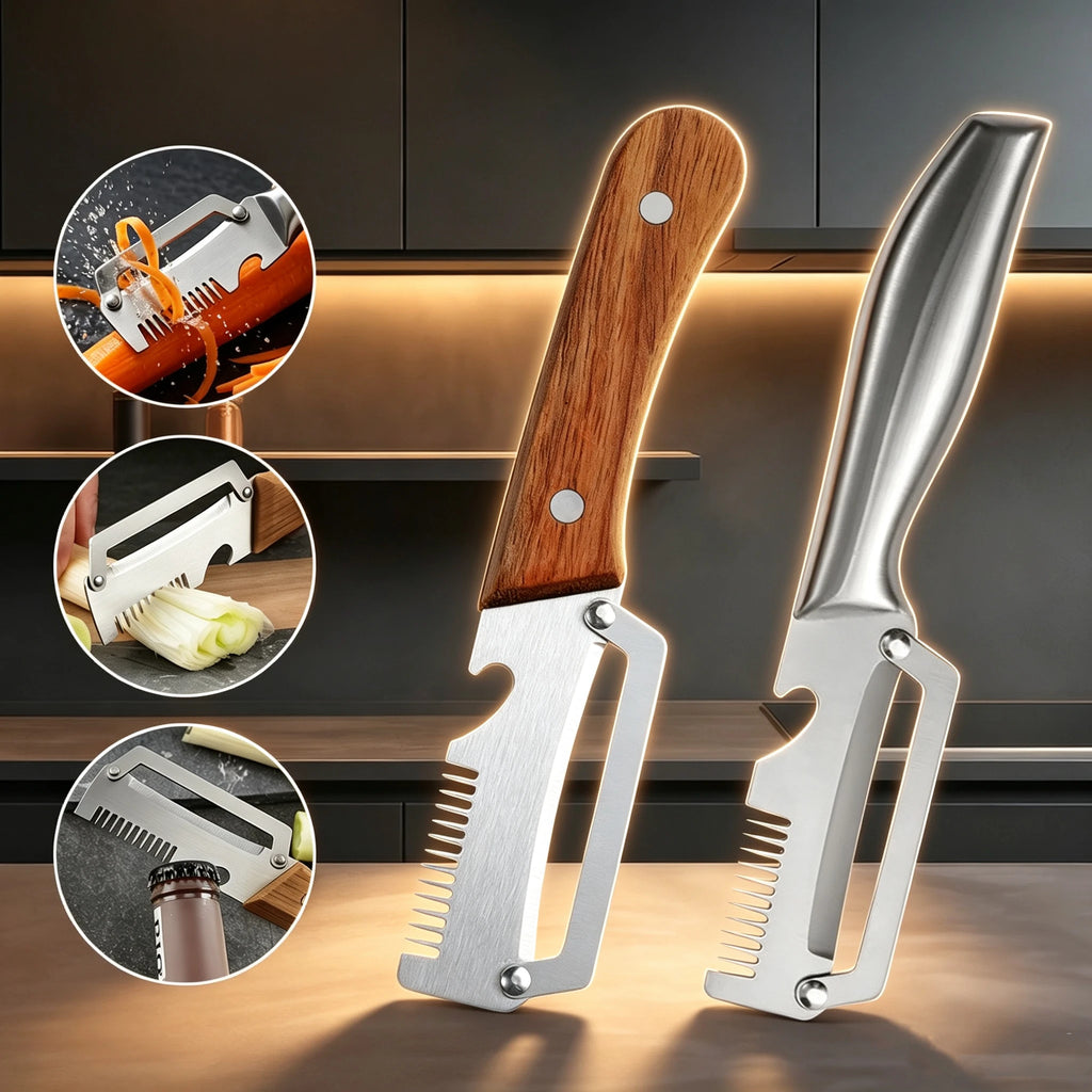 Multifunctional 3-in-1 Stainless Steel Peeler – Slicer & Shredder Tool