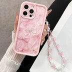 Pink Bow Silicone Case for iPhone 11 12 13 14 15 16 17 Pro Max