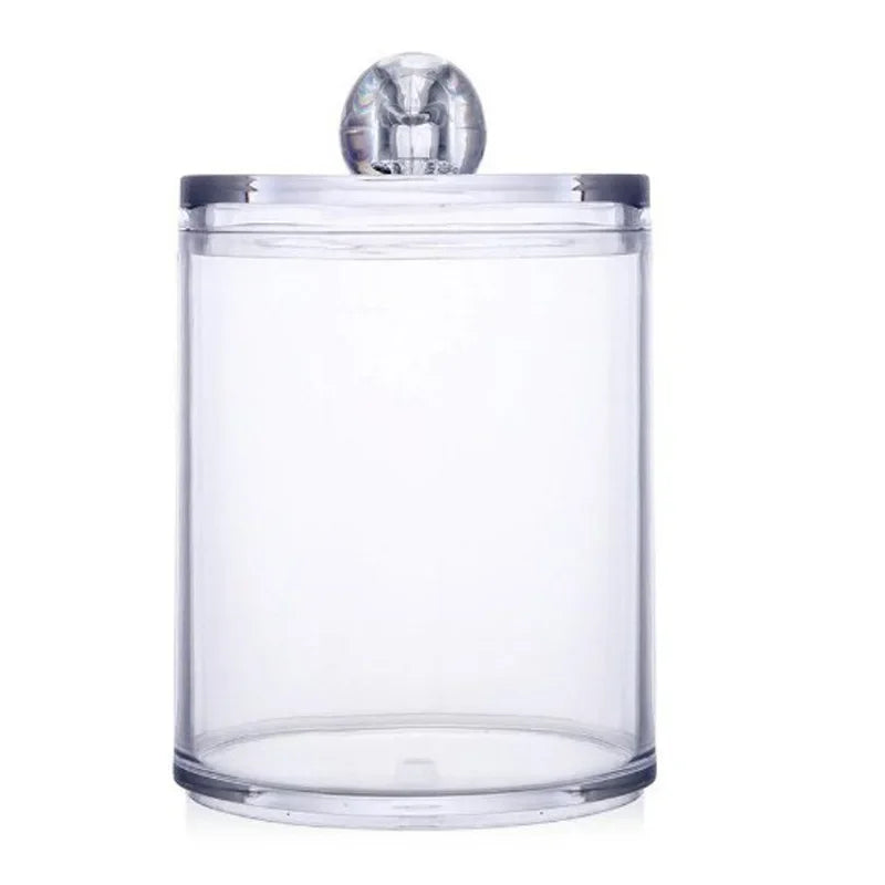 Acrylic Cotton Pad Holder Bamboo Lid Organizer