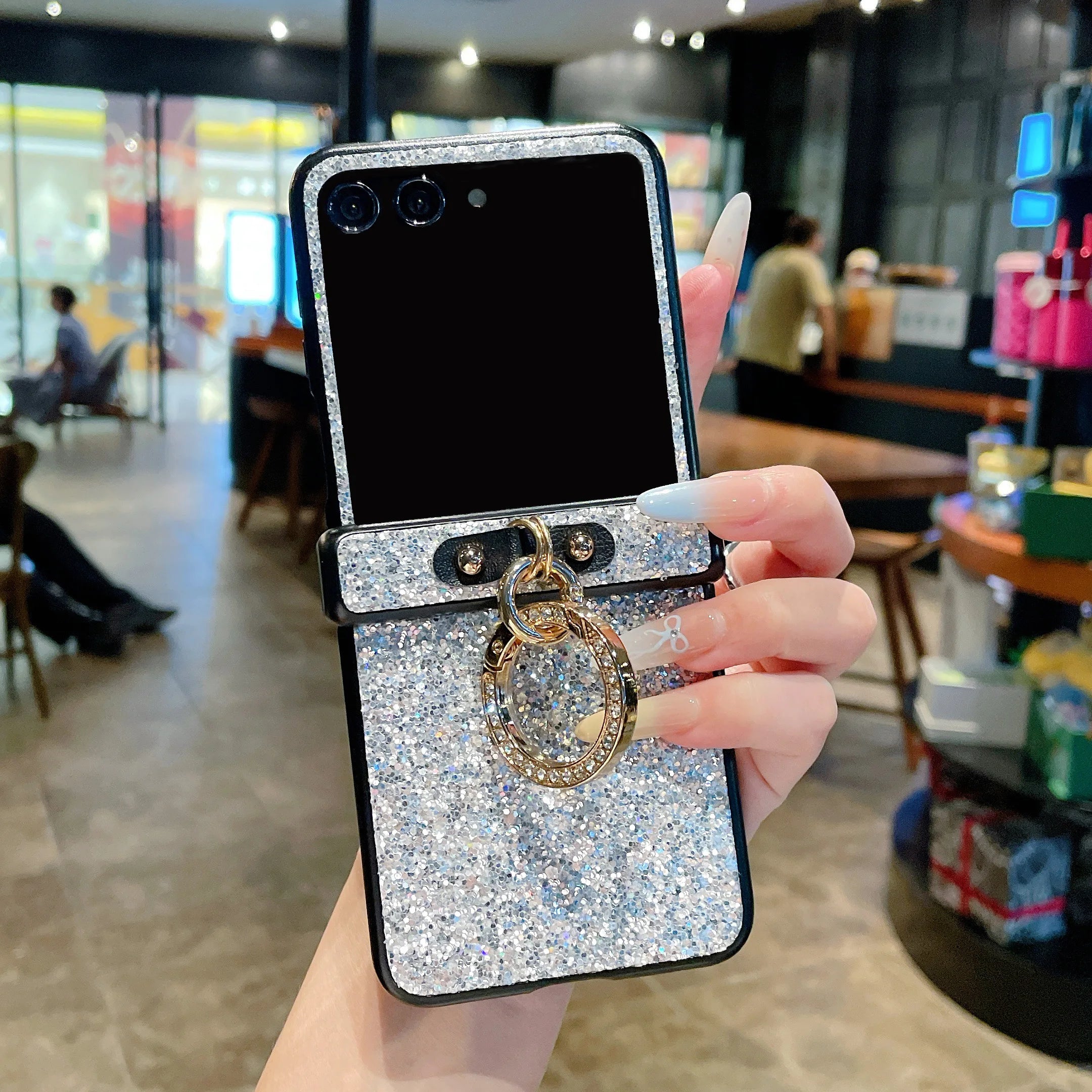Luxury Glitter Ring Holder Case for Motorola Razr 70 60 50 Ultra