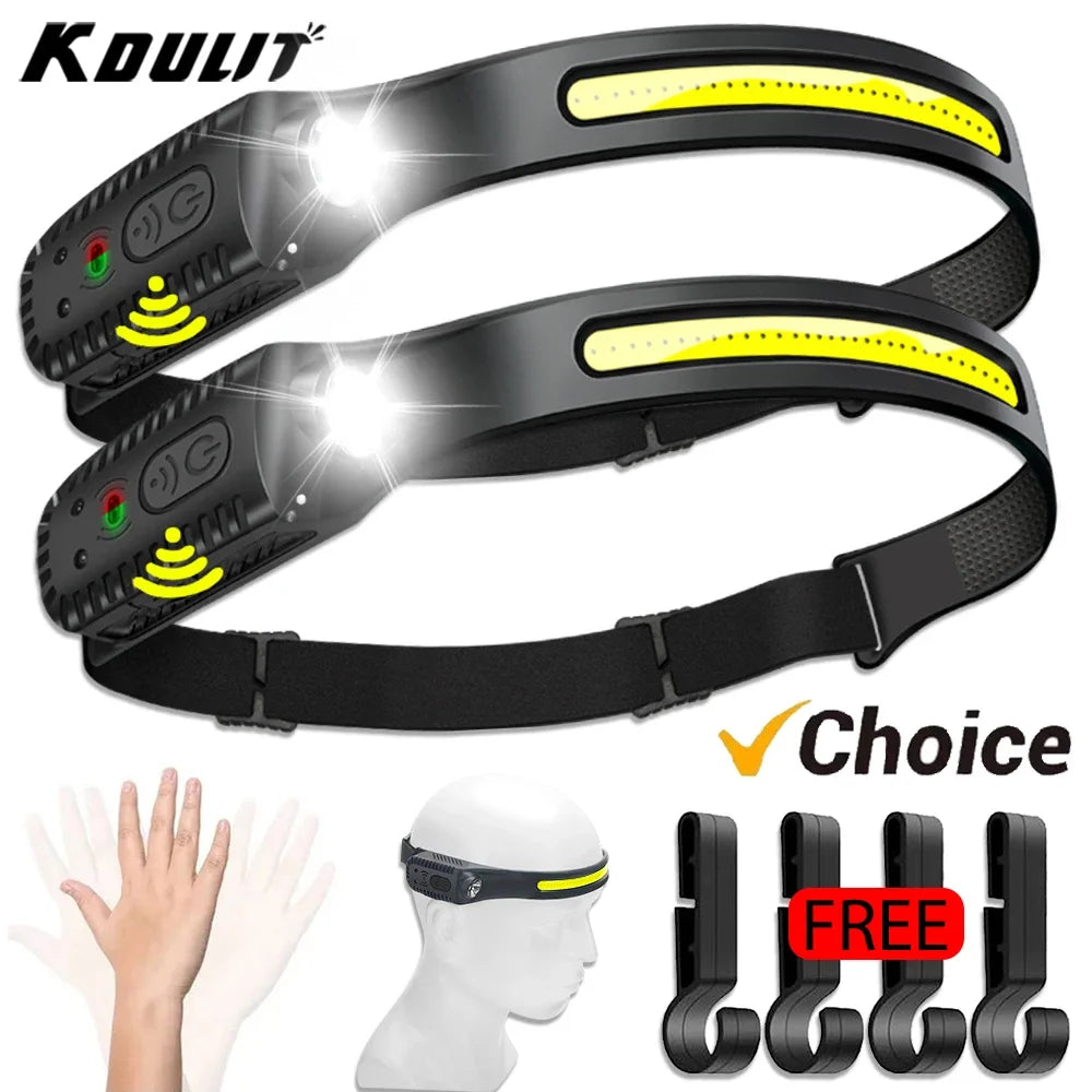 USB Rechargeable LED Sensor Headlamp XPE+COB Light