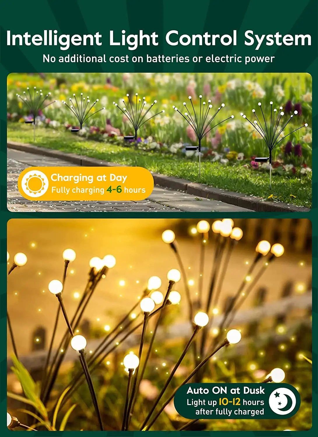 8 LED Solar Firefly Garden Lights for Outdoor Pathway Decor