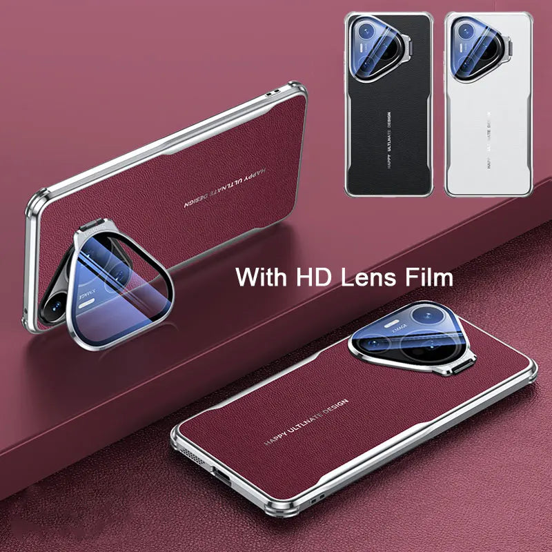 Leather Plated Metal Lens Holder Case for Huawei Pura 80 70 Pro Ultra Main image