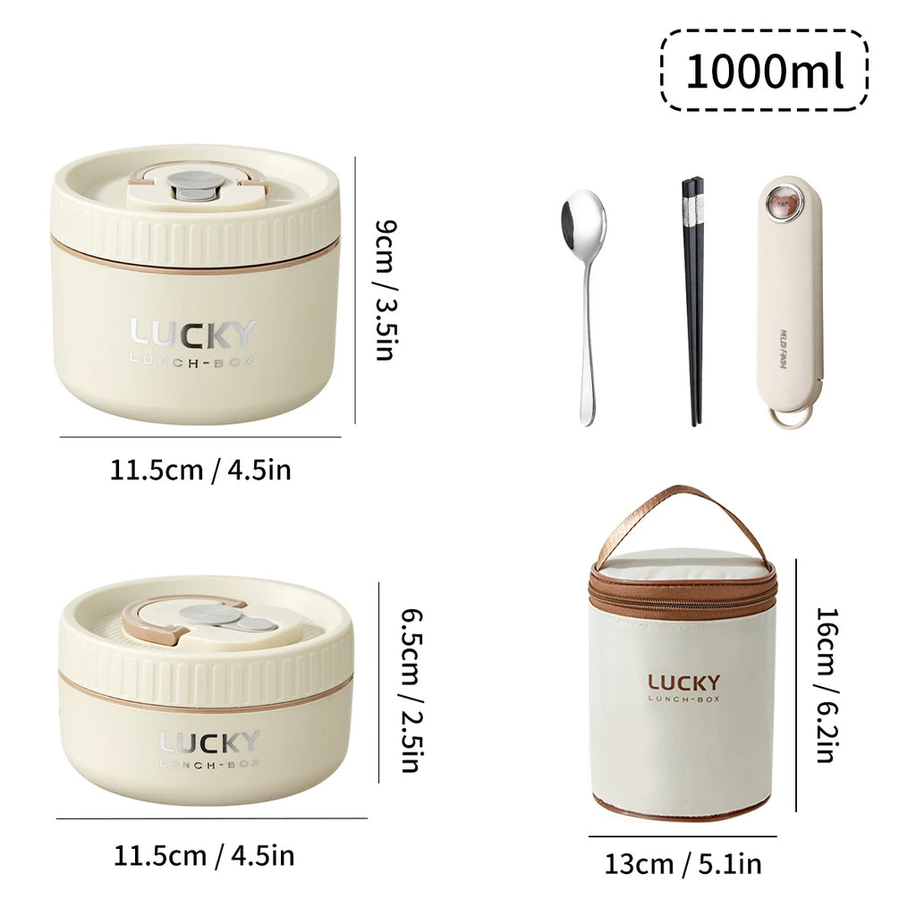 WORTHBUY Portable Thermal Lunch Box 304 Stainless Steel Insulated Bento Box