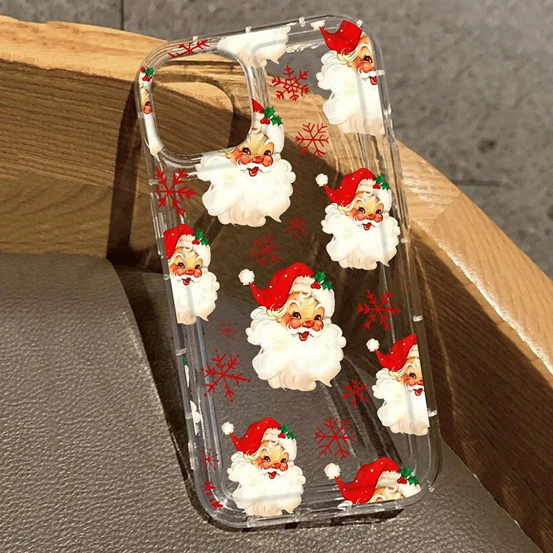 Cartoon Christmas Clear Case for iPhone 11 12 13 14 15 16 17
