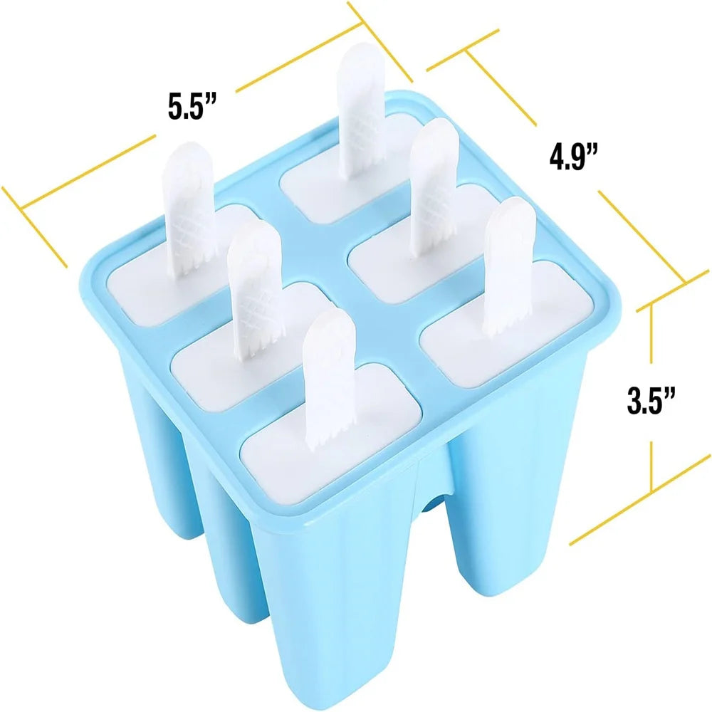 6Pcs Silicone Popsicle Molds – BPA Free Reusable Ice Pop Maker Set