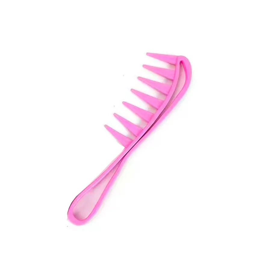 Pink hair comb on a white background