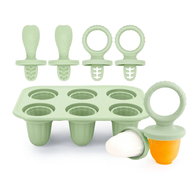 Baby Teething Popsicle Mold 4/6 Cavity – DIY Milk Ice Cream Stick Tray