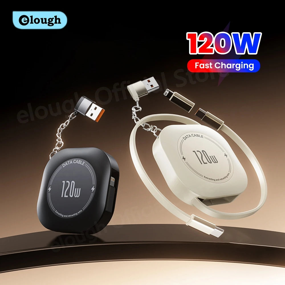 120W USB C Retractable Cable Fast Charge with USB Data Cord Adapter for Phone Secondary image