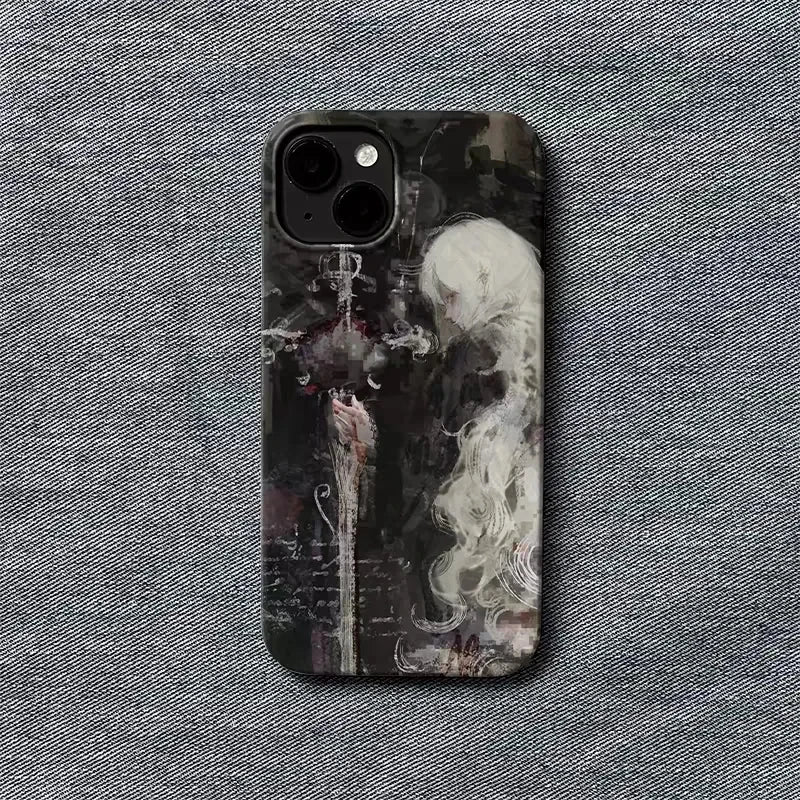 White Hair Witch Art Case for iPhone 16 15 14 13 12 Pro Max