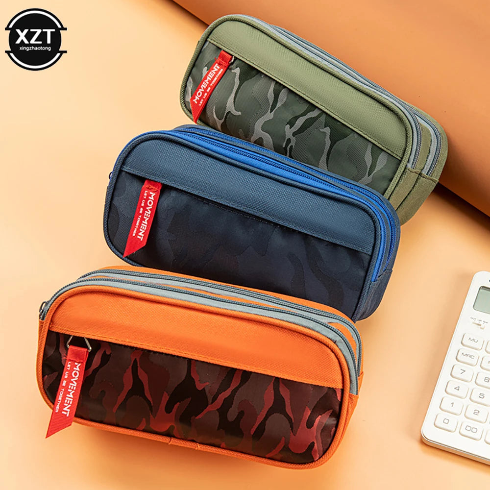 Camouflage Pencil Case Double Zipper Canvas Pen Bag for Students Secondary image