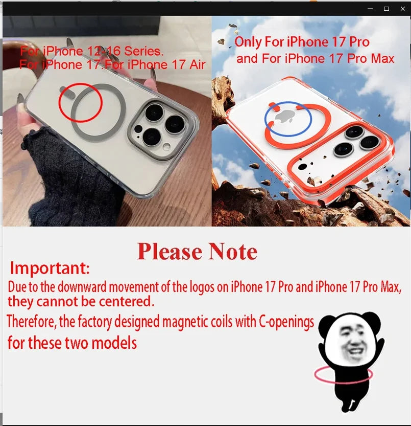 MagSafe Clear Magnetic Case for iPhone 17 16 15 14 13 12 11 Pro Max