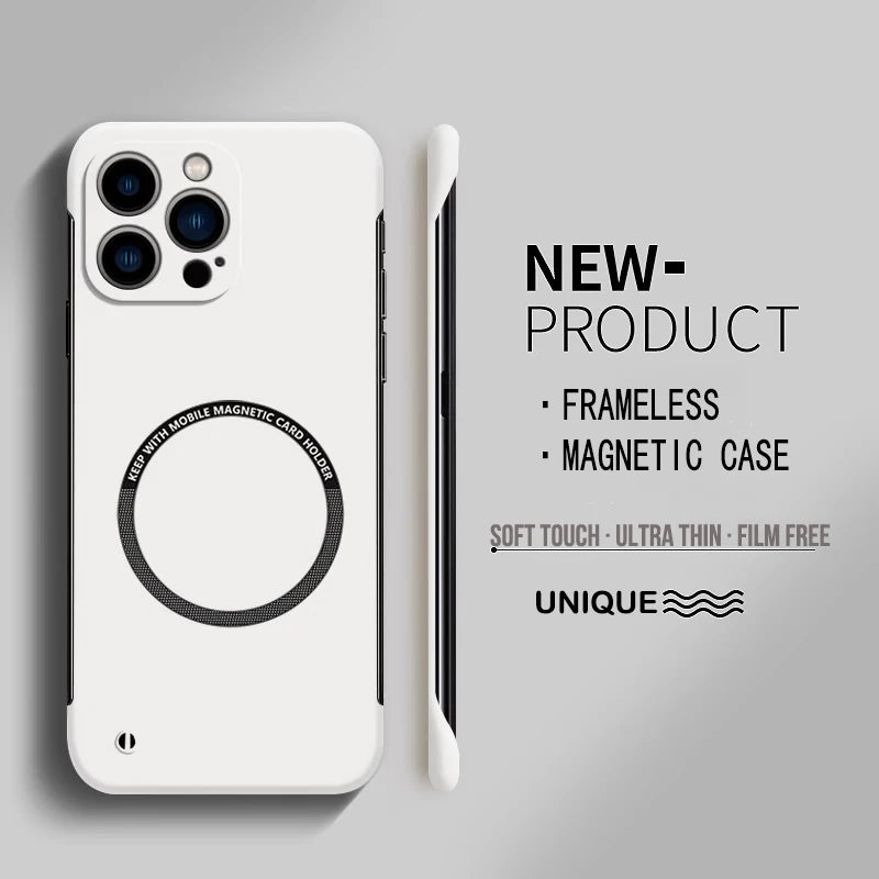 Magnetic Frameless Case for iPhone 15 14 13 12 11 Pro Max