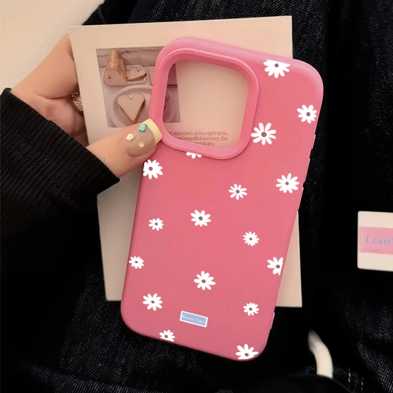 Cute Daisy Flower Case for iPhone 11 12 13 14 15 16 17 Pro Max