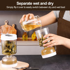 Olive & Pickle Strainer Jar Airtight Flip Food Storage Container