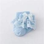 Newborn Baby Girl Lace Socks Princess Bow Cotton Socks 0-24M