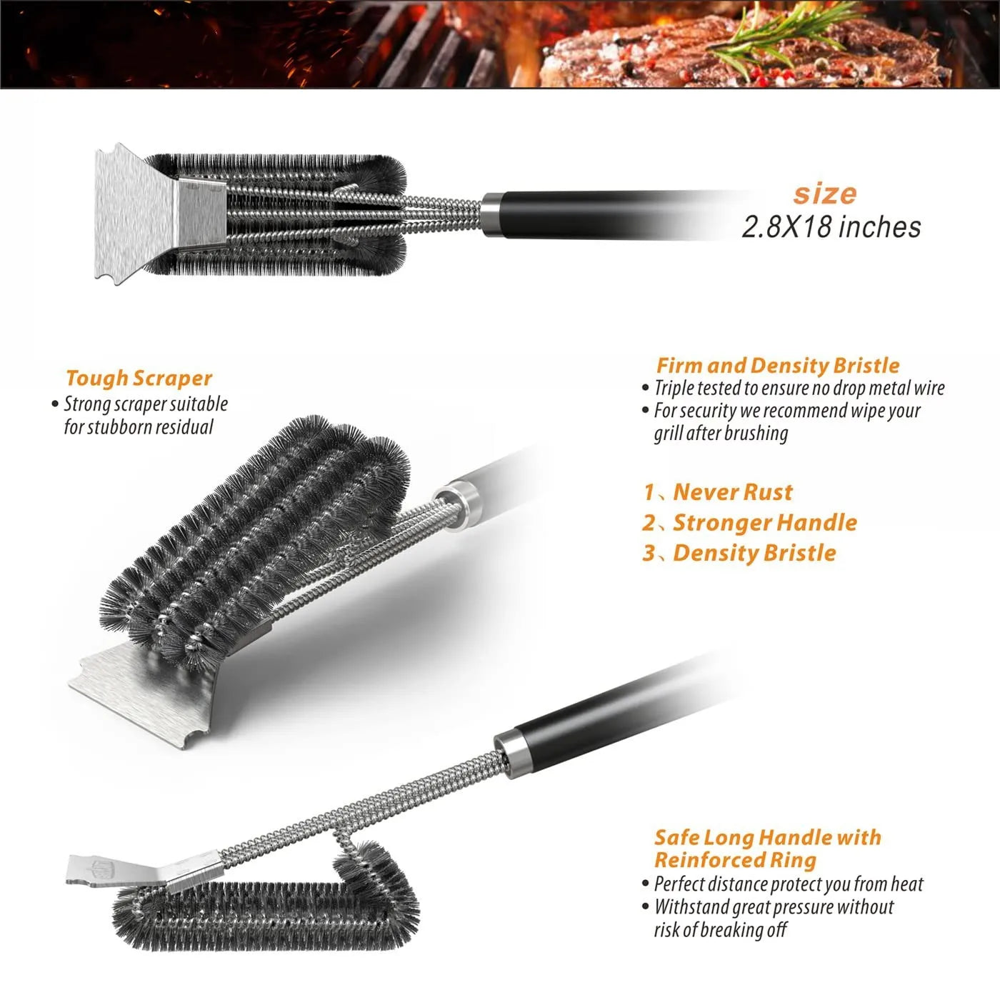 BBQ Grill Brush Stainless Steel Wire Brush