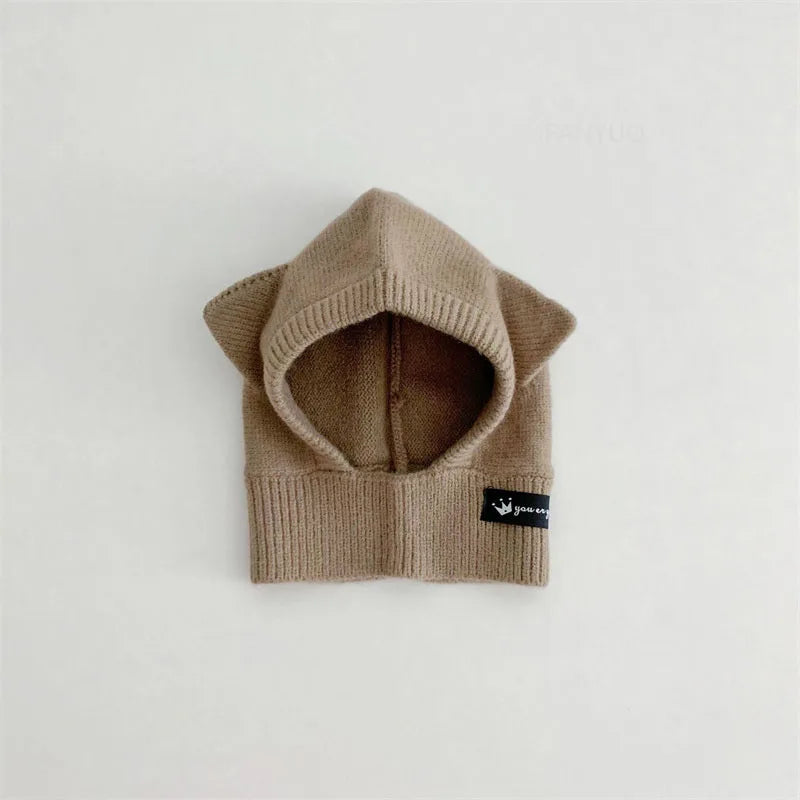Baby Scarf Hat One-Piece Knitted Winter Cap with Ear Protection