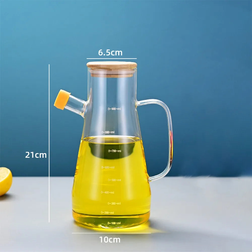900/1000ml Glass Oil Bottle Heat Resistant Oil Dispenser with Handle