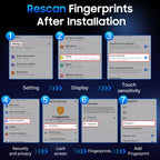 Step-by-step guide on how to rescan fingerprints after installation on a smartphone.