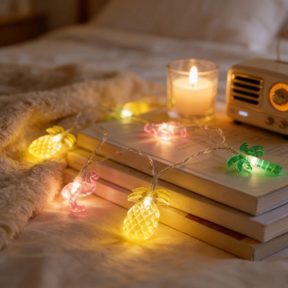 Tropical LED String Lights Flamingo Pineapple Decor