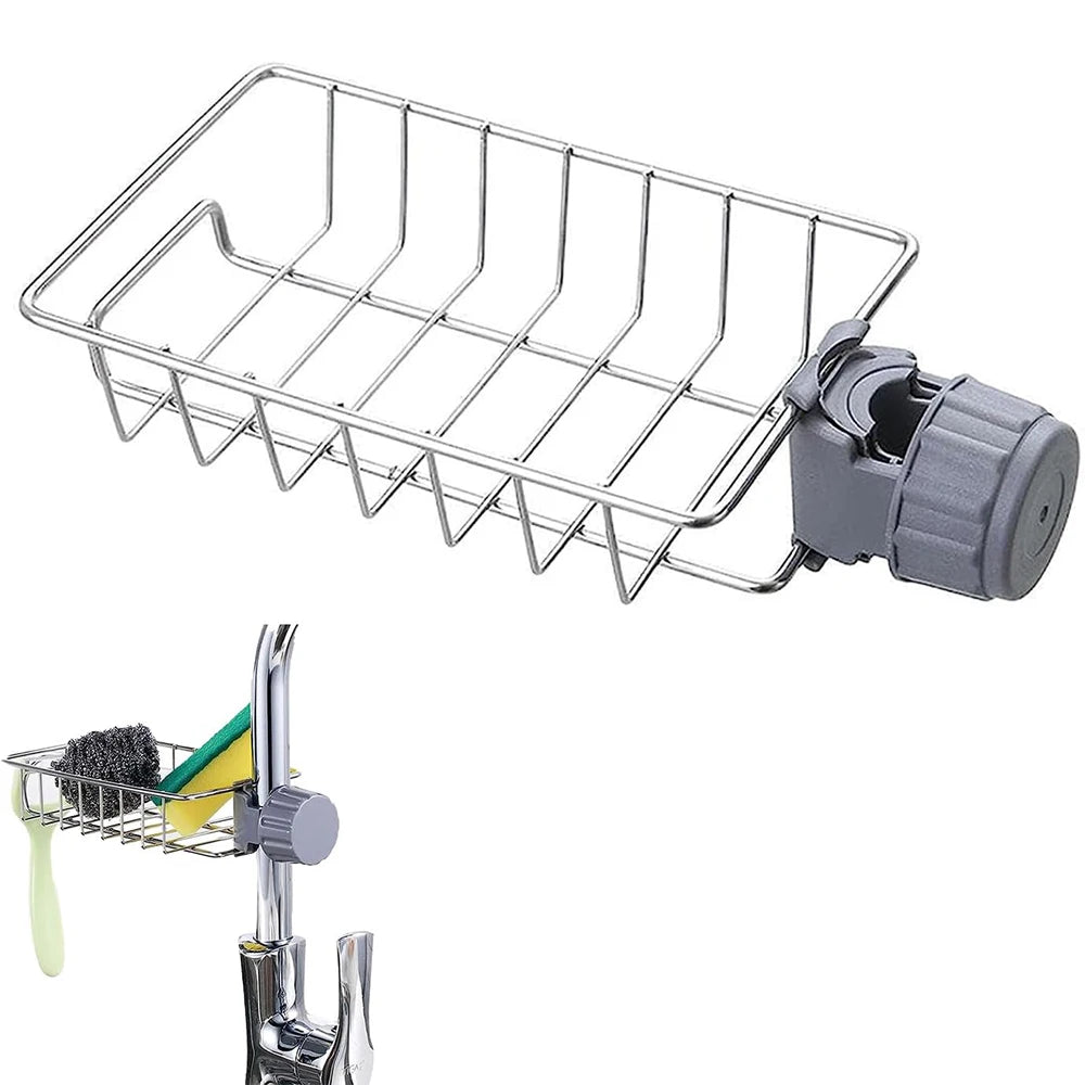 Kitchen Sink Drain Rack Faucet Sponge & Soap Storage Organizer