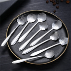 8PCS Gold Cherry Rose Stainless Steel Coffee Spoon Set