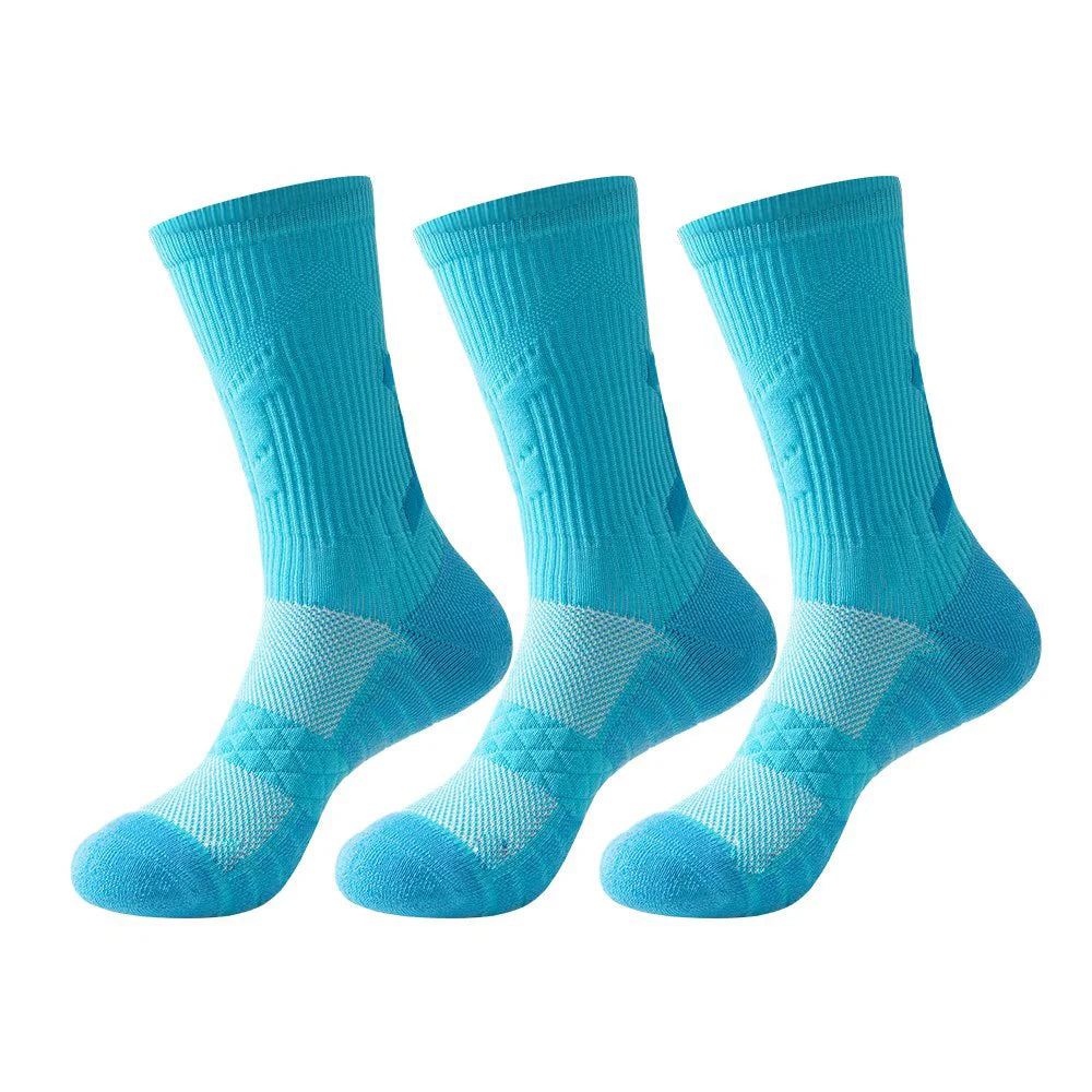 Men Cushioned Basketball Socks Long Breathable Badminton Sports Crew