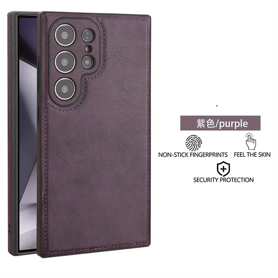 Luxury Vintage PU Leather Case for Samsung Galaxy S22 S23 S24 S25 S26