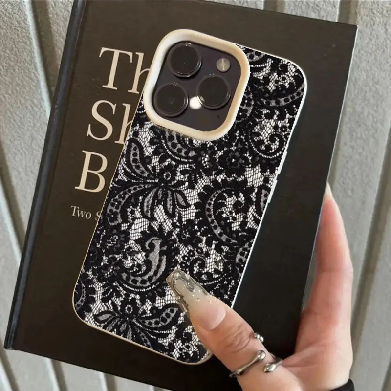 Black Lace Personalized Phone Case for iPhone 17 16 15 14 13 Pro Max