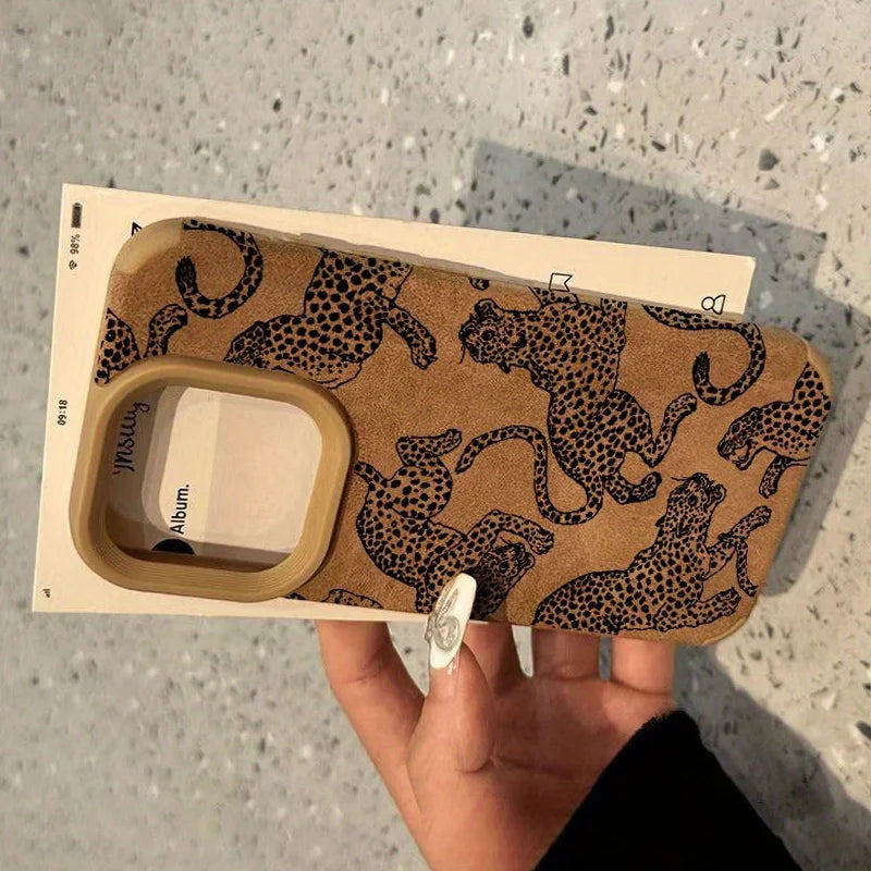 Vivid Leopard Leather Phone Case for iPhone 17 16 15 14 Pro Max Cover