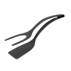 2 in 1 Nylon Grip Flip Tongs – Egg Spatula & Steak Turner Kitchen Tool