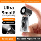 TINSOL Transparent Mini Fan UK 100-Speed USB Rechargeable Fan